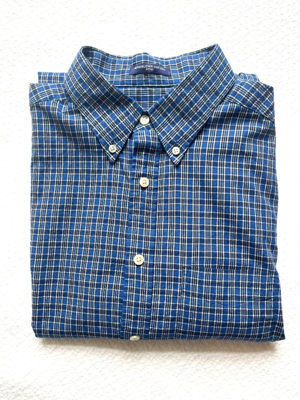 GANT Mens Plaid Shirt Windblown Oxford Fitted Cotton Long Sleeve Sz M